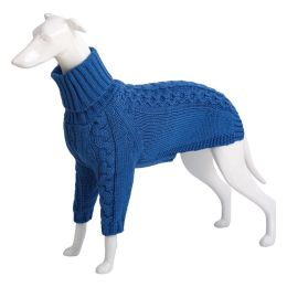 Solid High Collar Dog Sweater (Option: Blue-3XL)