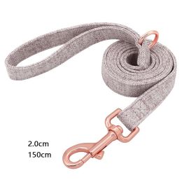 Pet Dog Collar Engraving Anti-Lost Traction Rope Supplies (Option: Camel Brown-Leash No Lettering-M)