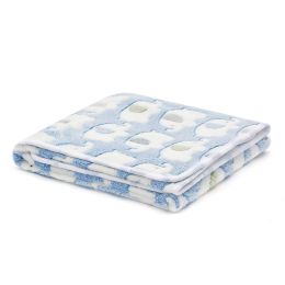 Dog And Cat Flannel Thickened Pet Blanket (Option: Blue elephant-XL)