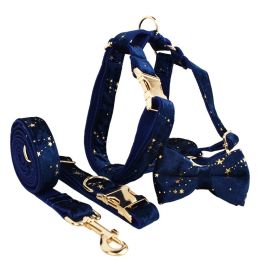 Pet Collar Dog Fabric Velvet (Option: Blue-XL)