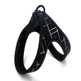 Colorful Printed Oxford Fabric Reflective Pet Harness (Option: Black line webbing leash-M)