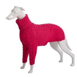 Solid High Collar Dog Sweater (Option: Rose Red-3XL)