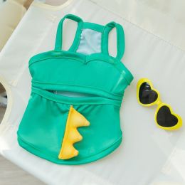 Dog Cute Bee Shape Swimsuit Suspenders Bifeet (Option: Green dinosaur-M)