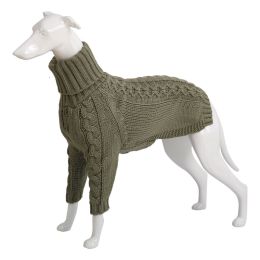 Solid High Collar Dog Sweater (Option: Light grayish green-3XL)
