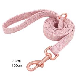 Pet Dog Collar Engraving Anti-Lost Traction Rope Supplies (Option: Fragrant Pink-Leash No Lettering-M)