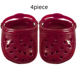 Dog Hole Shoe Wear-resistant Silicone (Option: Red-4piece)