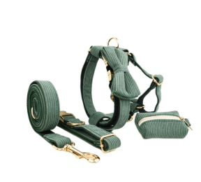 Pet Collar Dog Fabric Velvet (Option: Blackish green-XL)