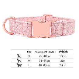 Pet Dog Collar Engraving Anti-Lost Traction Rope Supplies (Option: Fragrant Pink-Collar No Lettering-M)