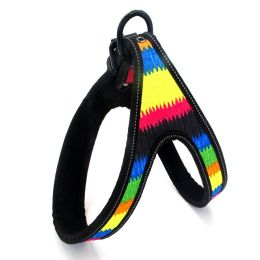 Colorful Printed Oxford Fabric Reflective Pet Harness (Option: Neon Webbing Leawebbing leash-M)