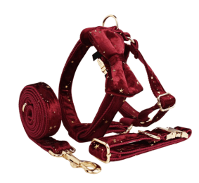Pet Collar Dog Fabric Velvet (Option: Wine Red-XL)