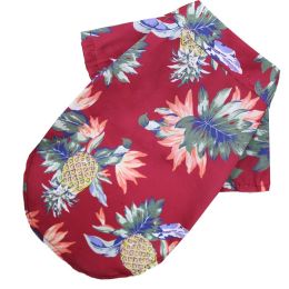 Small And Medium Dogs Beach Pineapple Shirt Hawaiian Pet Dog Cat Golden Retriever Spring And Summer Four Seasons Clothes (Option: Pineapple Shirt Wine Red-4XL)