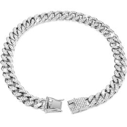 Diamond Hip Hop Dog Collar Necklace (Option: Silver-16inch 40cm)