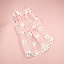 Dog Clothes Lace Skirt Cat Sunflower Printing (Option: Pink-XL)