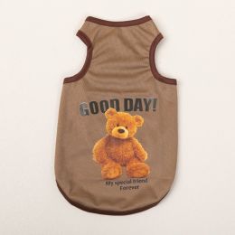 Breathable Thin Pet Clothes Summer Puppy Clothes Cat Clothes Dog Vest (Option: Brown-L)